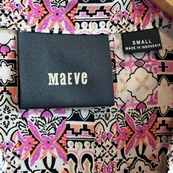 Anthro Maeve Islet Pink Printed Button Down Shirt - size Small - Picture 5 of 6